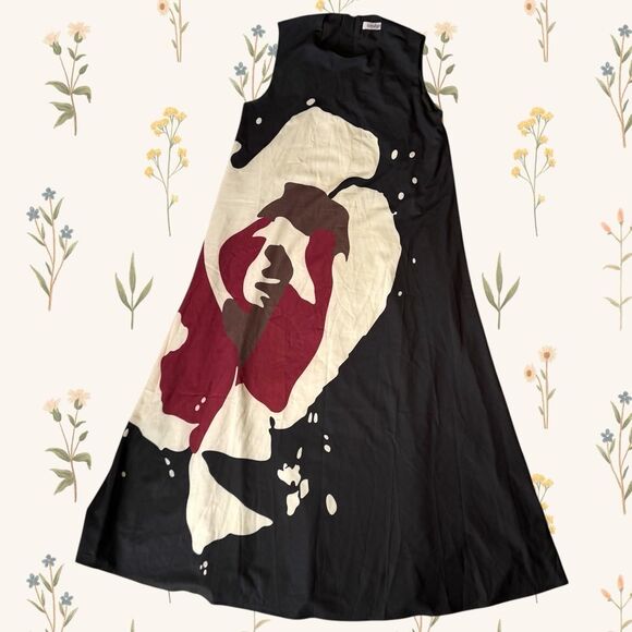 georgette Dresses & Skirts - Georgette Abstract Art to Wear Wedding Guest Floral Graphic Cotton Maxi Dress SM